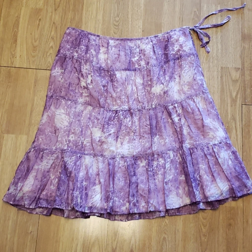 Talbots purple/white tie dye tiered skirt sz 6